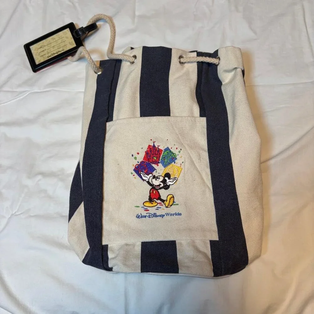 WALT DISNEY WORLD EMBROIDERED TOTE DRAWSTRING BAG
